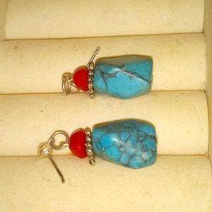 Turquoise and Coral Earrings